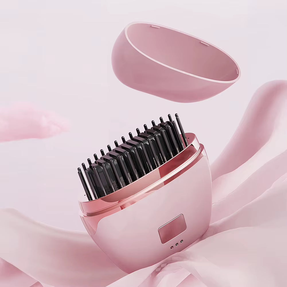 Hair Comb Rechargeable Temperature Adjustable Dual-Purpose Hair Straightener Curling Iron Hair Styling Tool Wireless Straight